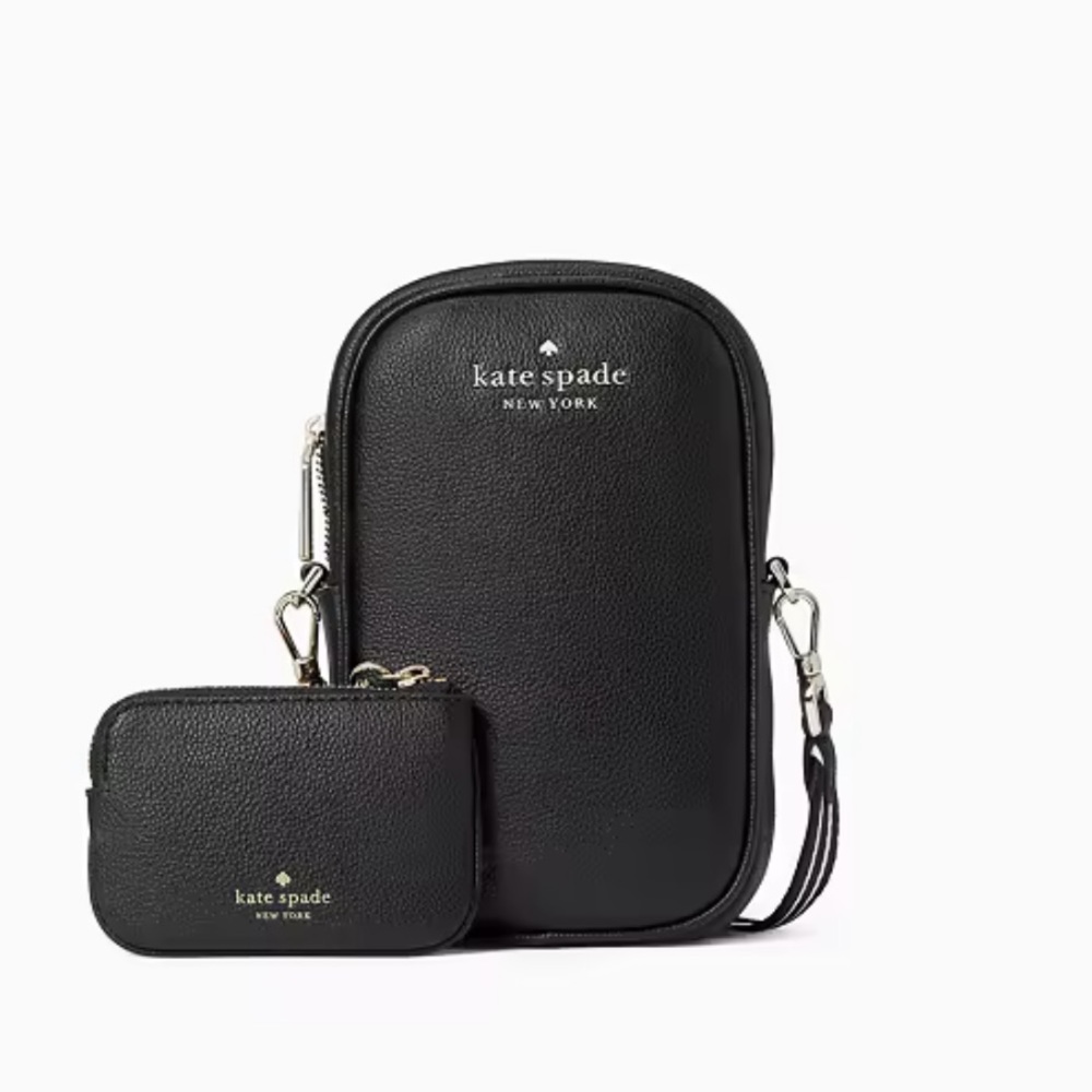 NWT KATE SPADE N/S ROSIE PHONE CROSSBODY SOLID BLACK GOLD HARDWARE NORTH SOUTH